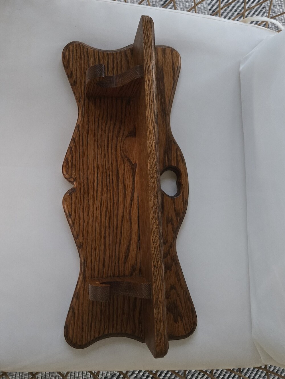Handmade Solid Wood Heart Wall Shelf Brown Oak Rustic Farmhouse Country Hooks
